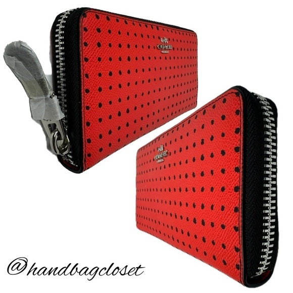 Coach 36357 Red Bandana Polka Dot Black Taxi Tote Bag and Wallets Americana Set - Picture 13 of 16